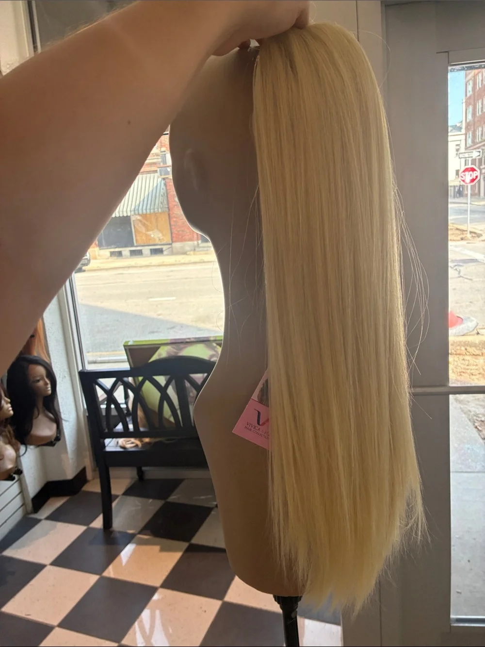 Blonde Straight Women's Hairpiece - Sleek Long ponytail cheer, dance, and casual